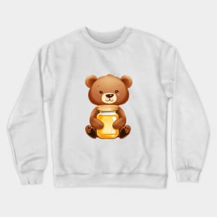 cute baby bear holding honey jar Crewneck Sweatshirt